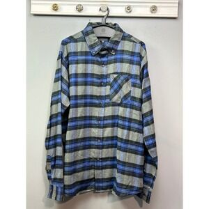 Jackson Hole Flannel Shirt Men's XXL Blue Grey Plaid Button Down Long Sleeve